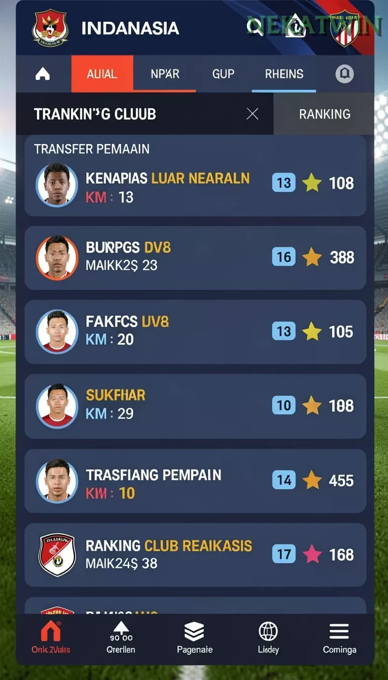 Cuplikan layar I8 — menu navigasi
